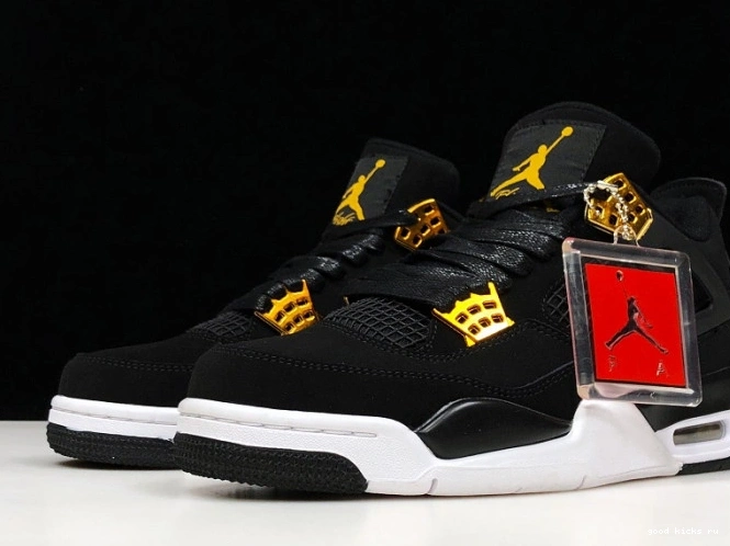 Metallic 4 Royalty 308497-032 Jordan Air Gold-White Black 0716